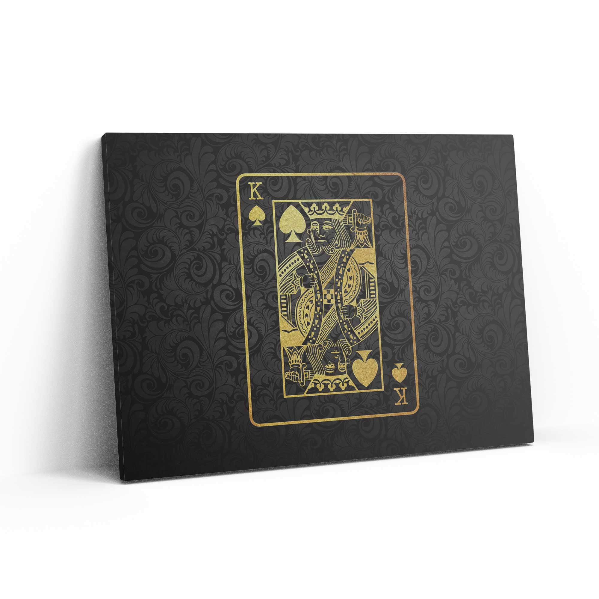 King of Spades in Gold over Black Canvas Print