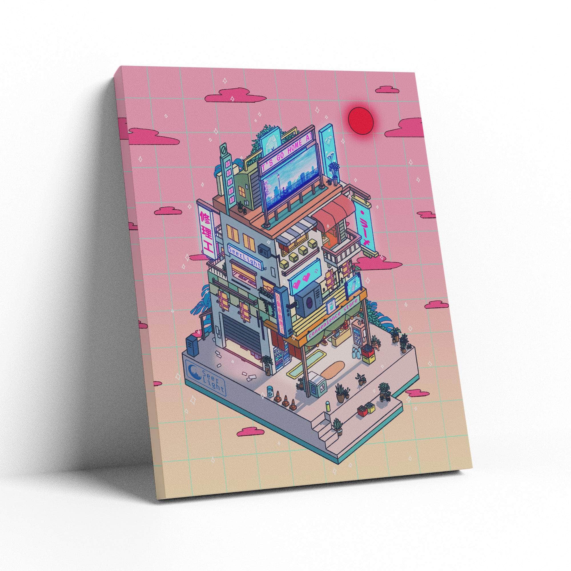 Corner Store Evening Wall Art Canvas Freaks