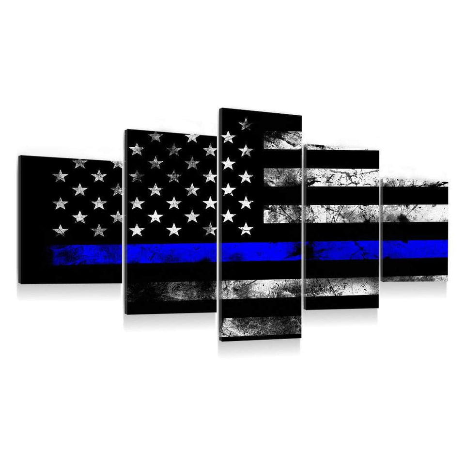 Thin Blue Line Wall Art Canvas Freaks