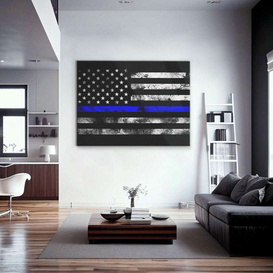 Thin Blue Line Wall Art Canvas Freaks
