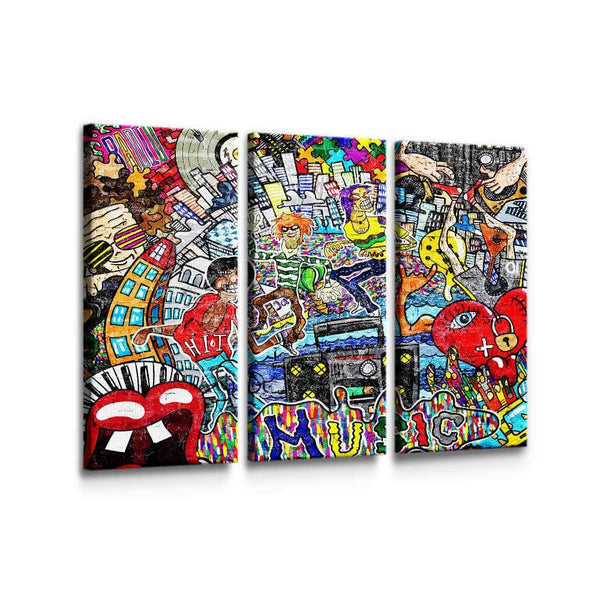 Funny Music Graffiti Abstract Artwork Glass Print Wall Art