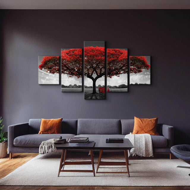 Autumn Red Tree Wall Art – Canvas Freaks