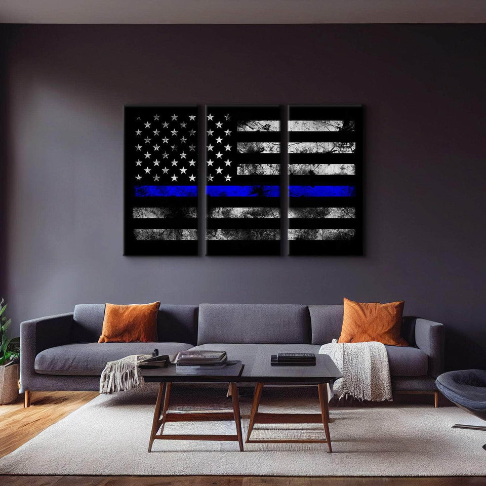 Thin Blue Line Wall Art Canvas Freaks