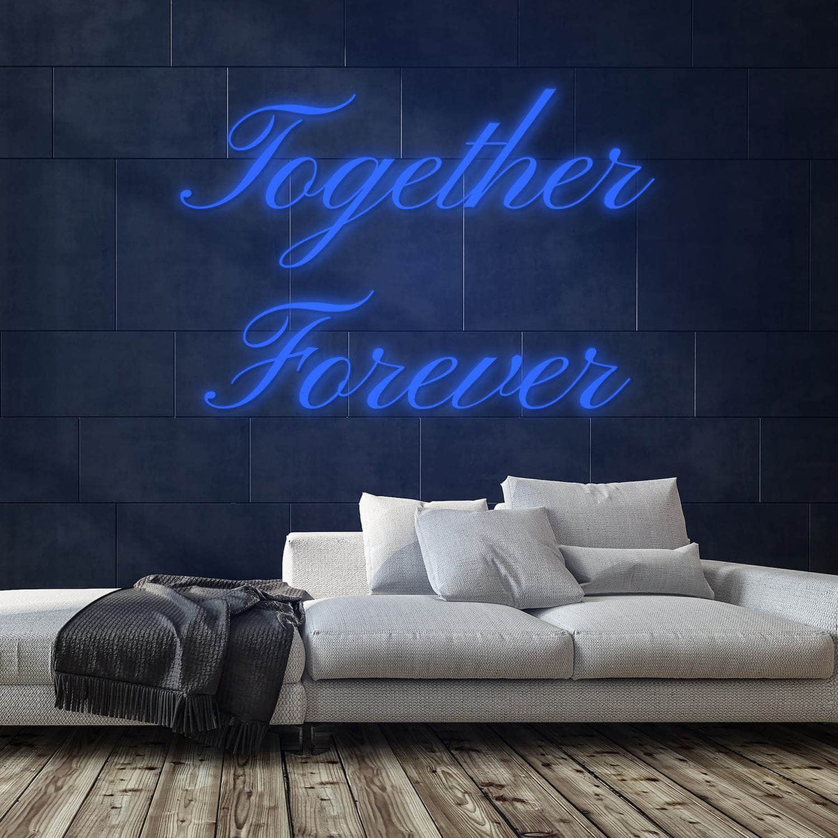 Together Forever Neon Sign — Blue neon (room)
