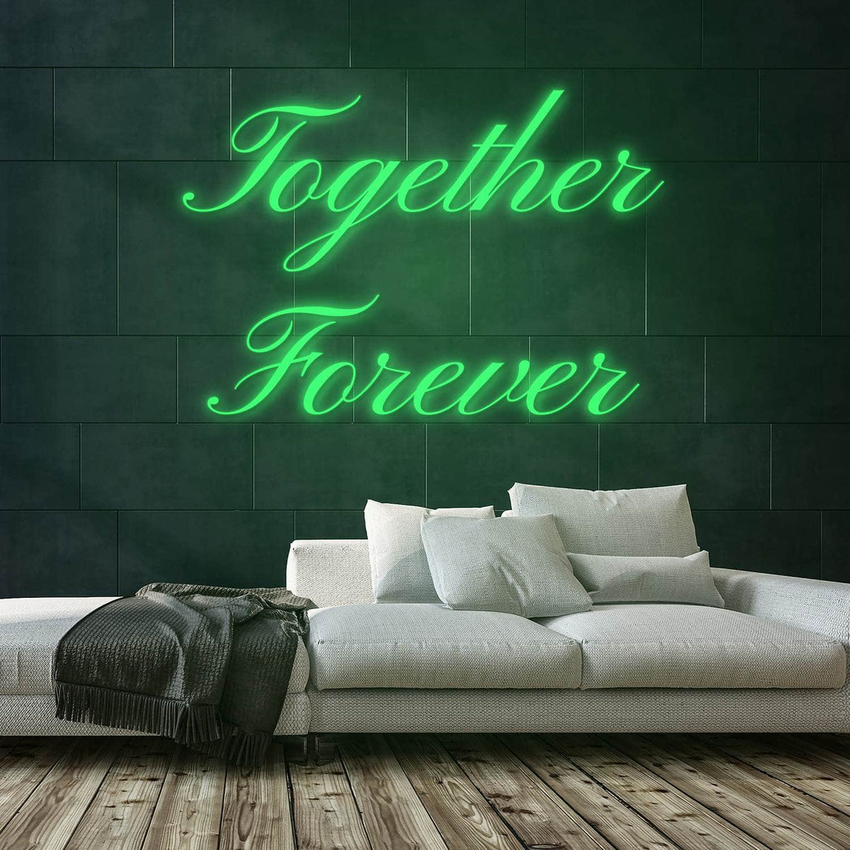 Together Forever Neon Sign — Green neon (room)
