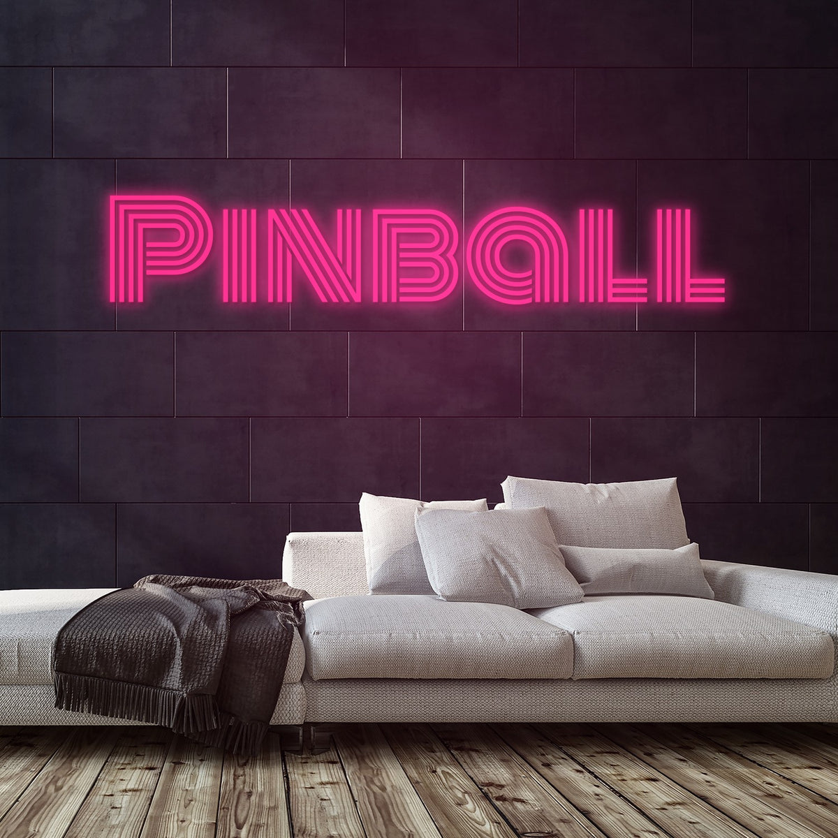 Pinball Neon Sign — Pink neon (room)