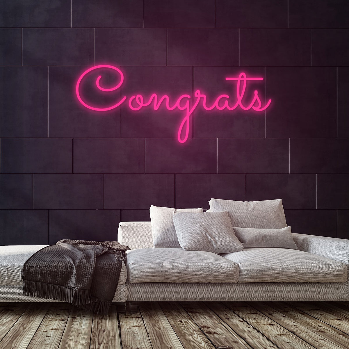 Congrats Neon Sign — Pink neon (room)