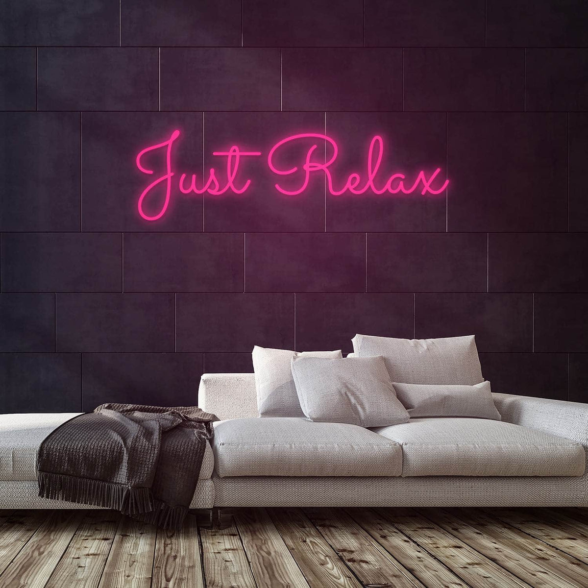 Just Relax Neon Sign — Pink neon (room)