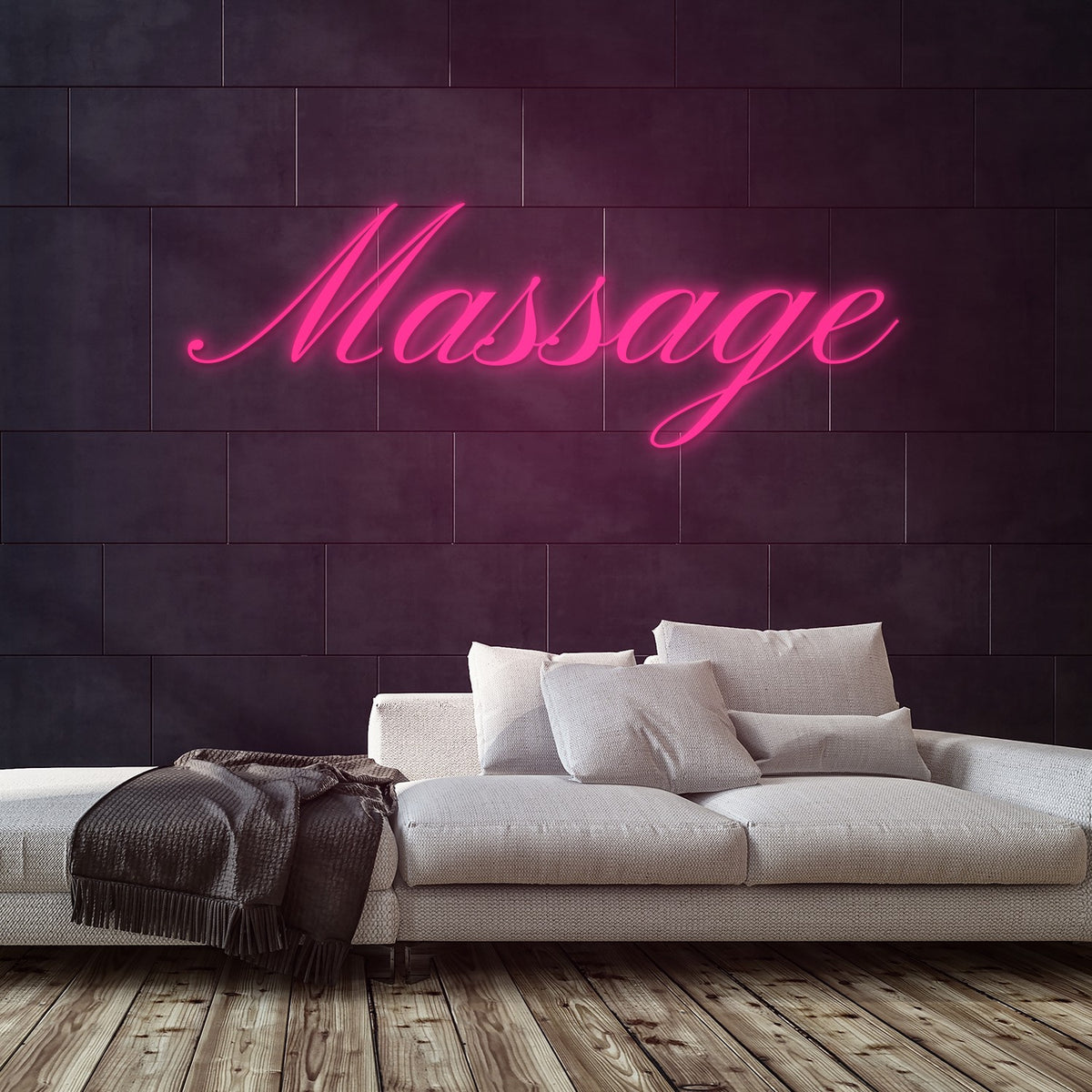 Massage Neon Sign — Pink neon (room)