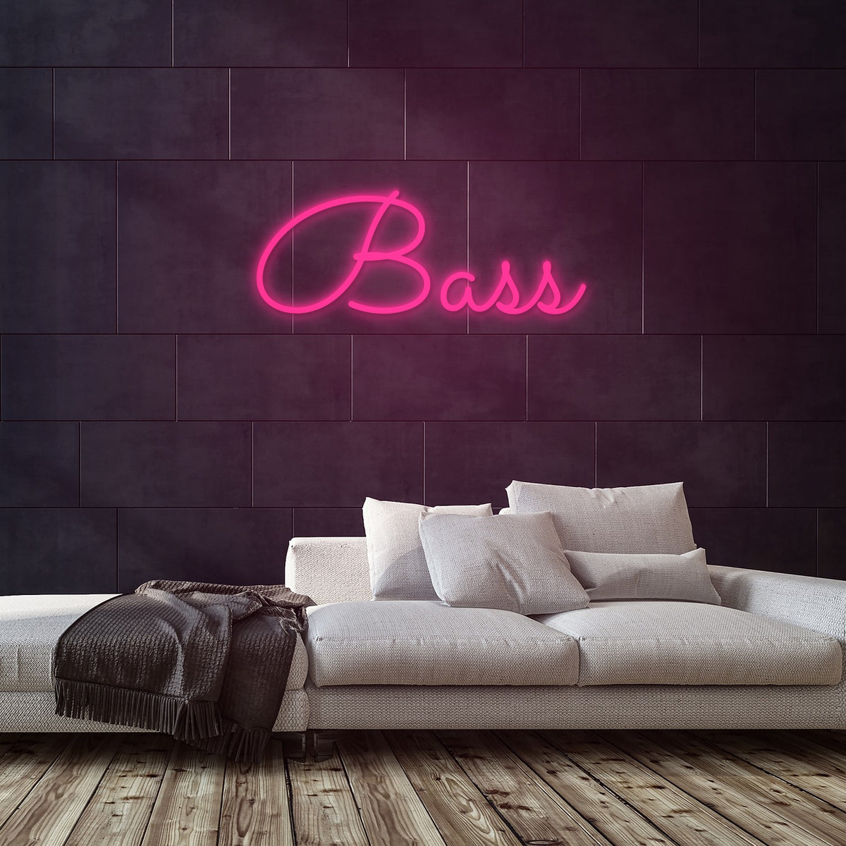 Bass Neon Sign — Pink neon (room)