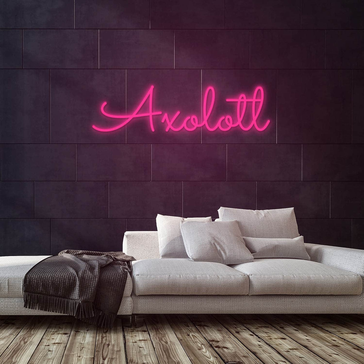 Axolotl Neon Sign — Pink neon (room)