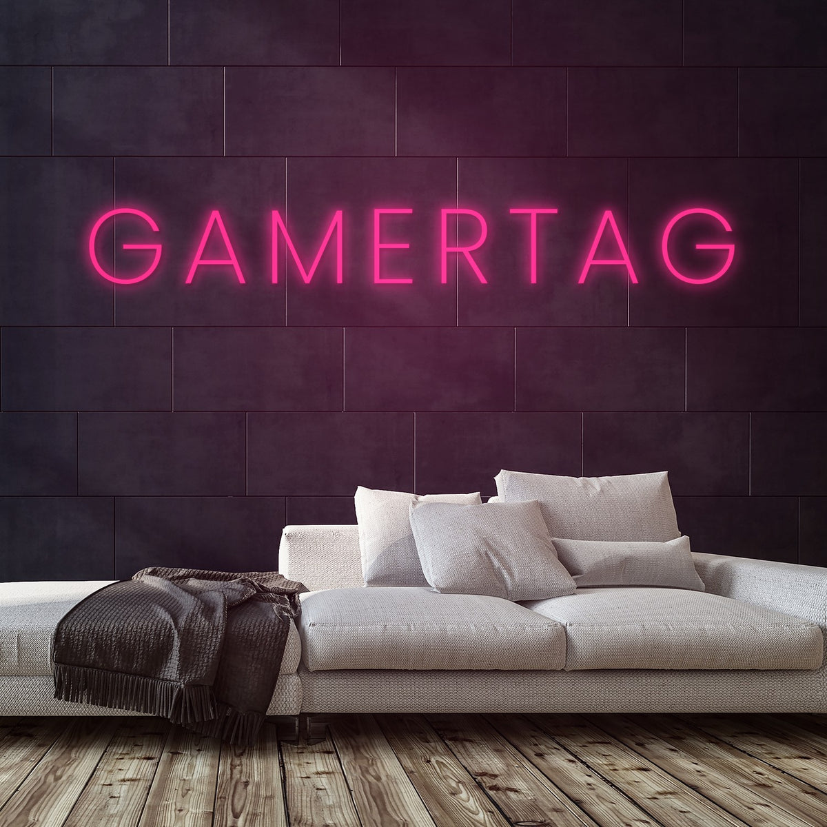 Gamertag Neon Sign — Pink neon (room)