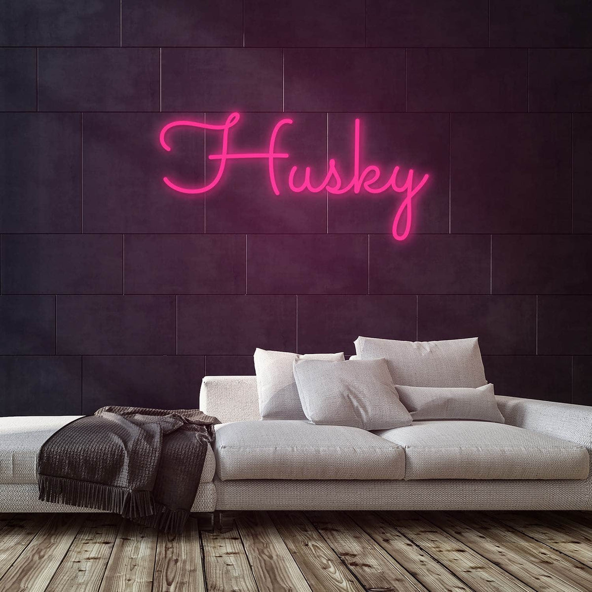 Husky Neon Sign — Pink neon (room)