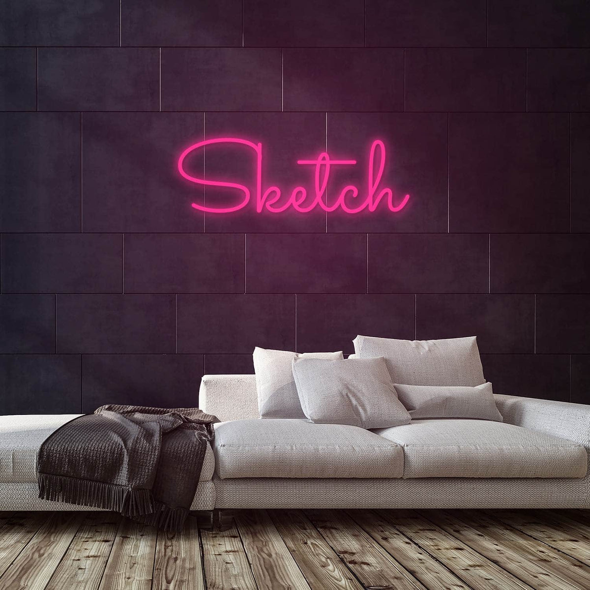Sketch Neon Sign — Pink neon (room)