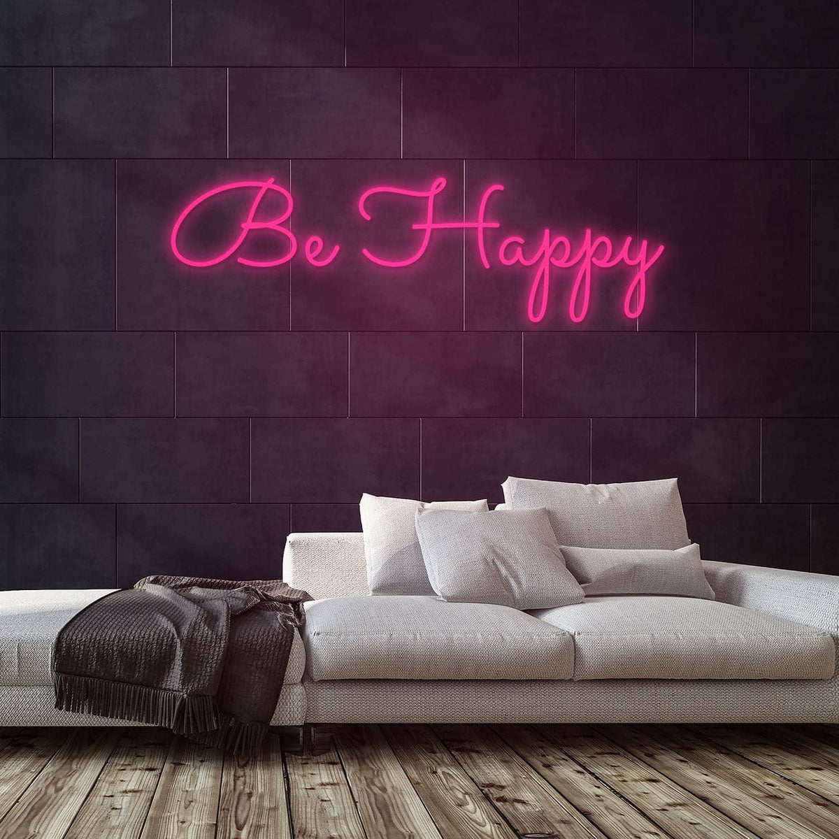 Be Happy Neon Sign — Pink neon (room)