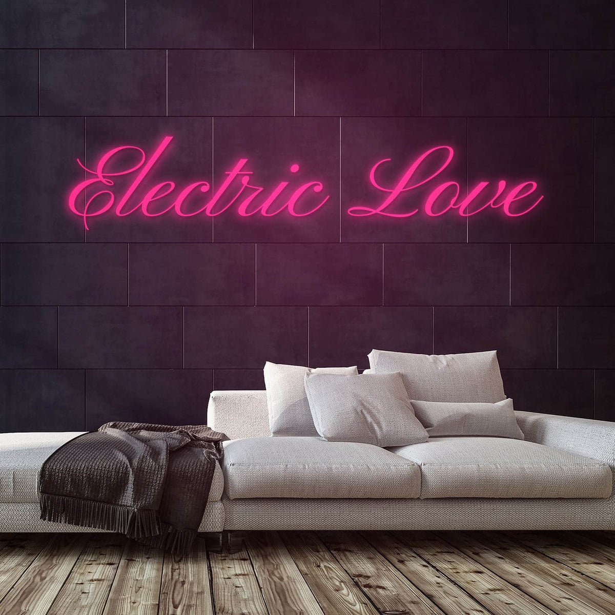 Electric Love Neon Sign — Pink neon (room)