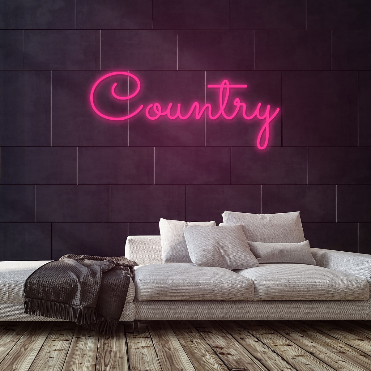 Country Neon Sign — Pink neon (room)