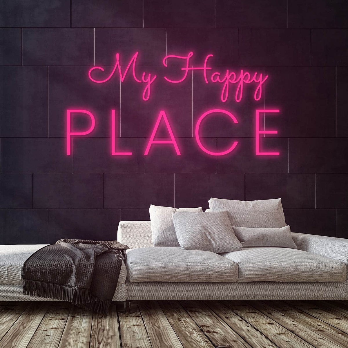 My Happy Place Neon Sign — Pink neon (room)