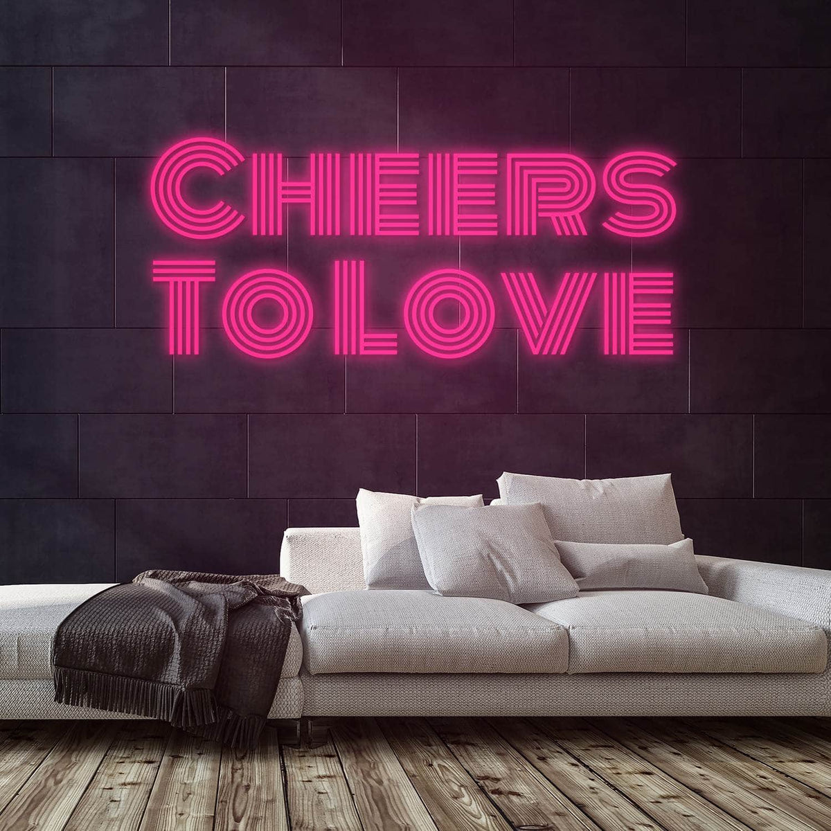 Cheers To Love Neon Sign — Pink neon (room)