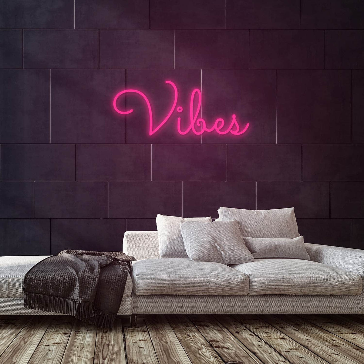 Vibes Neon Sign — Pink neon (room)