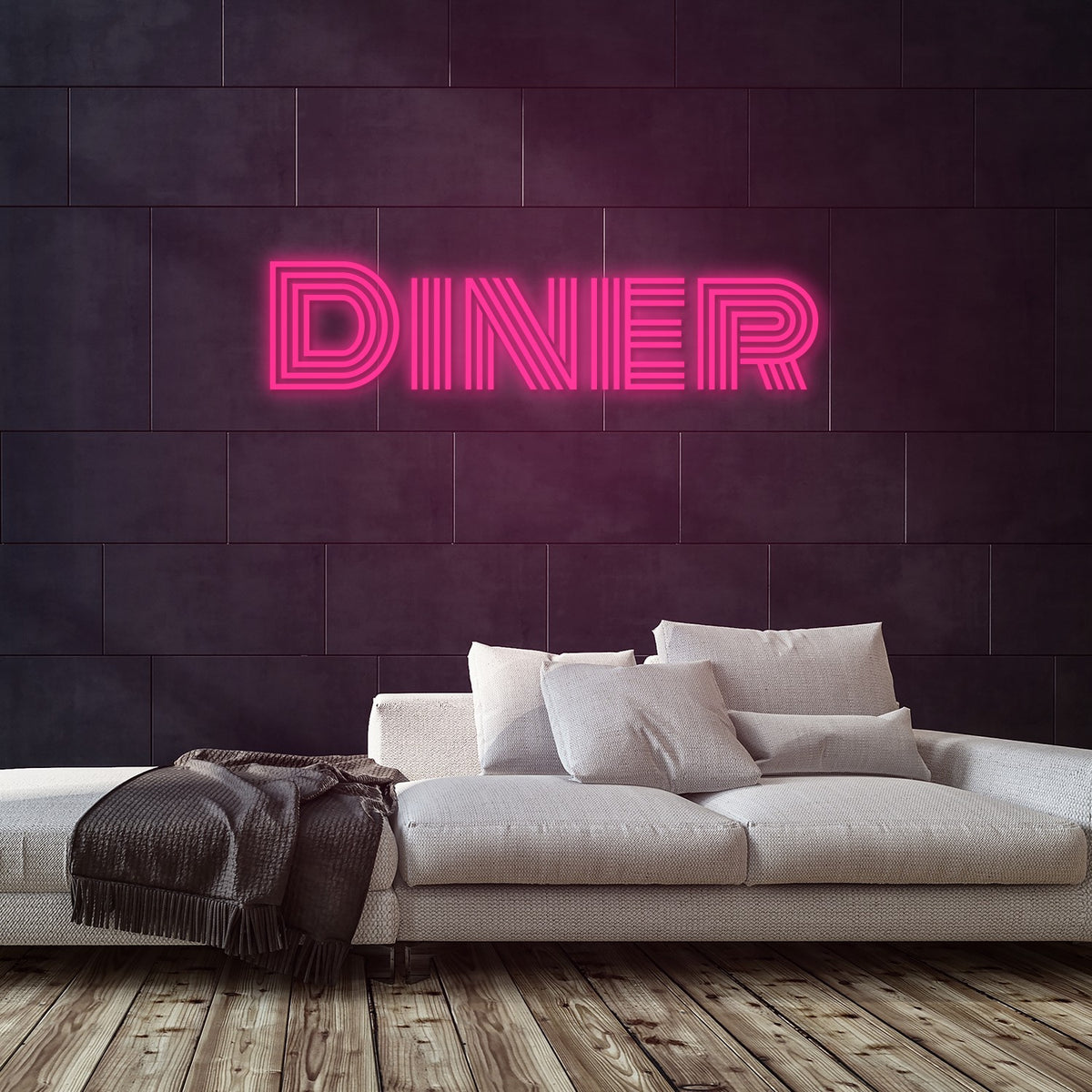 Diner Neon Sign — Pink neon (room)