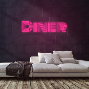 Diner Neon Sign — Pink neon (room)