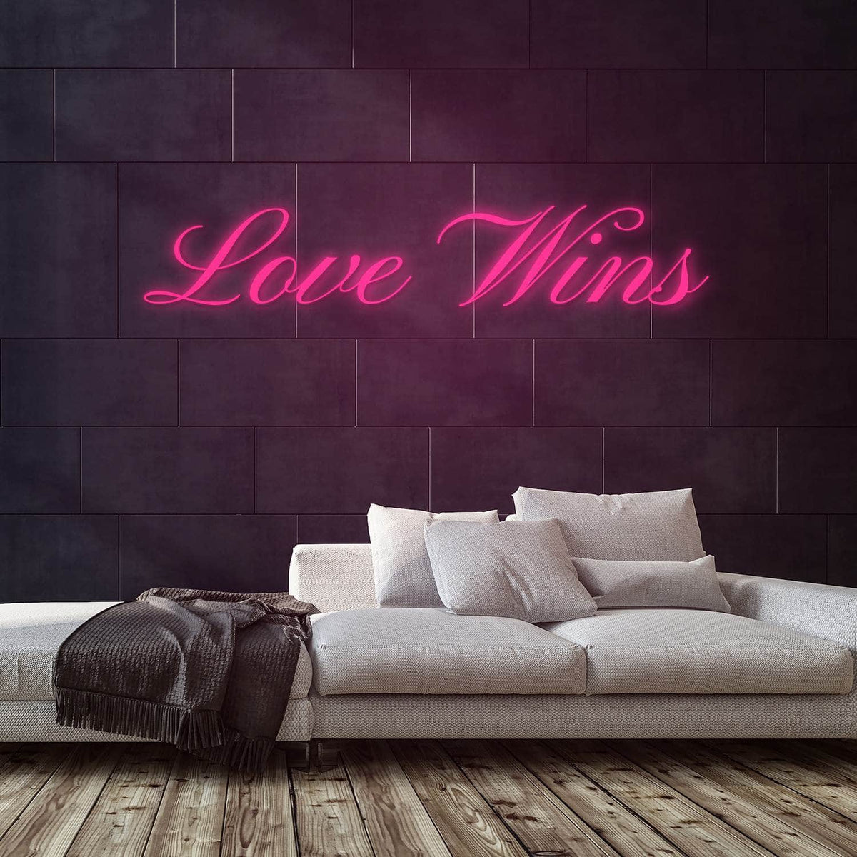 Love Wins Neon Sign — Pink neon (room)