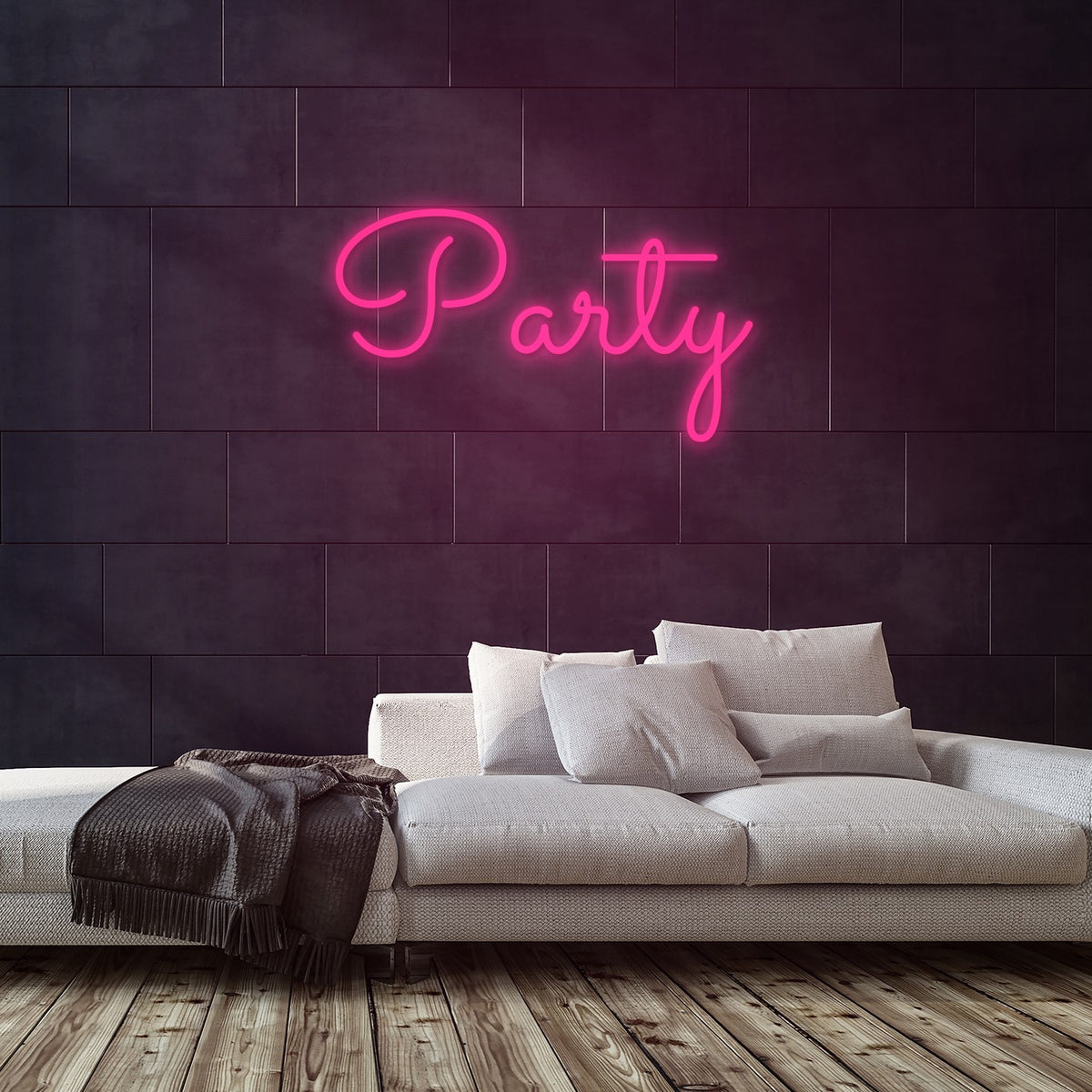 Party Neon Sign — Pink neon (room)