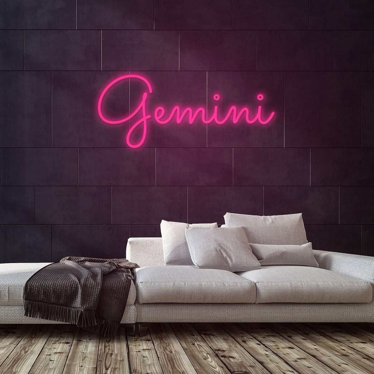 Gemini Neon Sign — Pink neon (room)