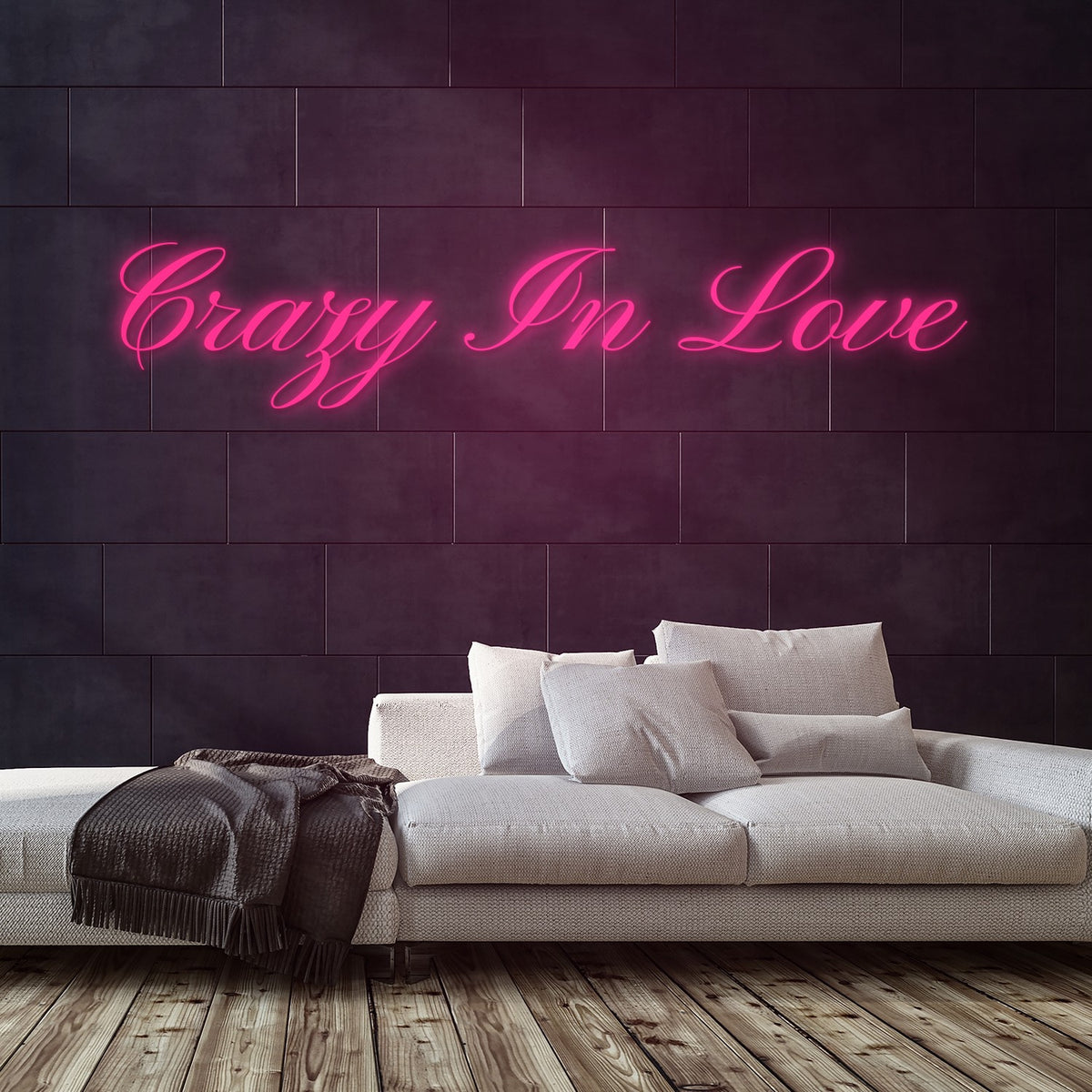 Crazy In Love Neon Sign — Pink neon (room)