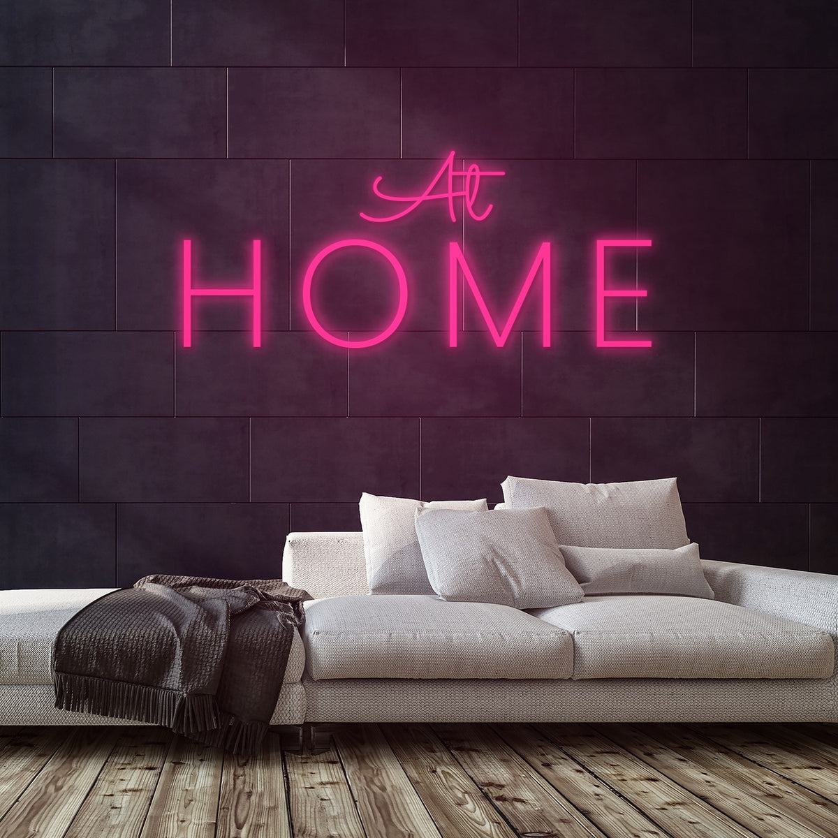 At Home Neon Sign — Pink neon (room)