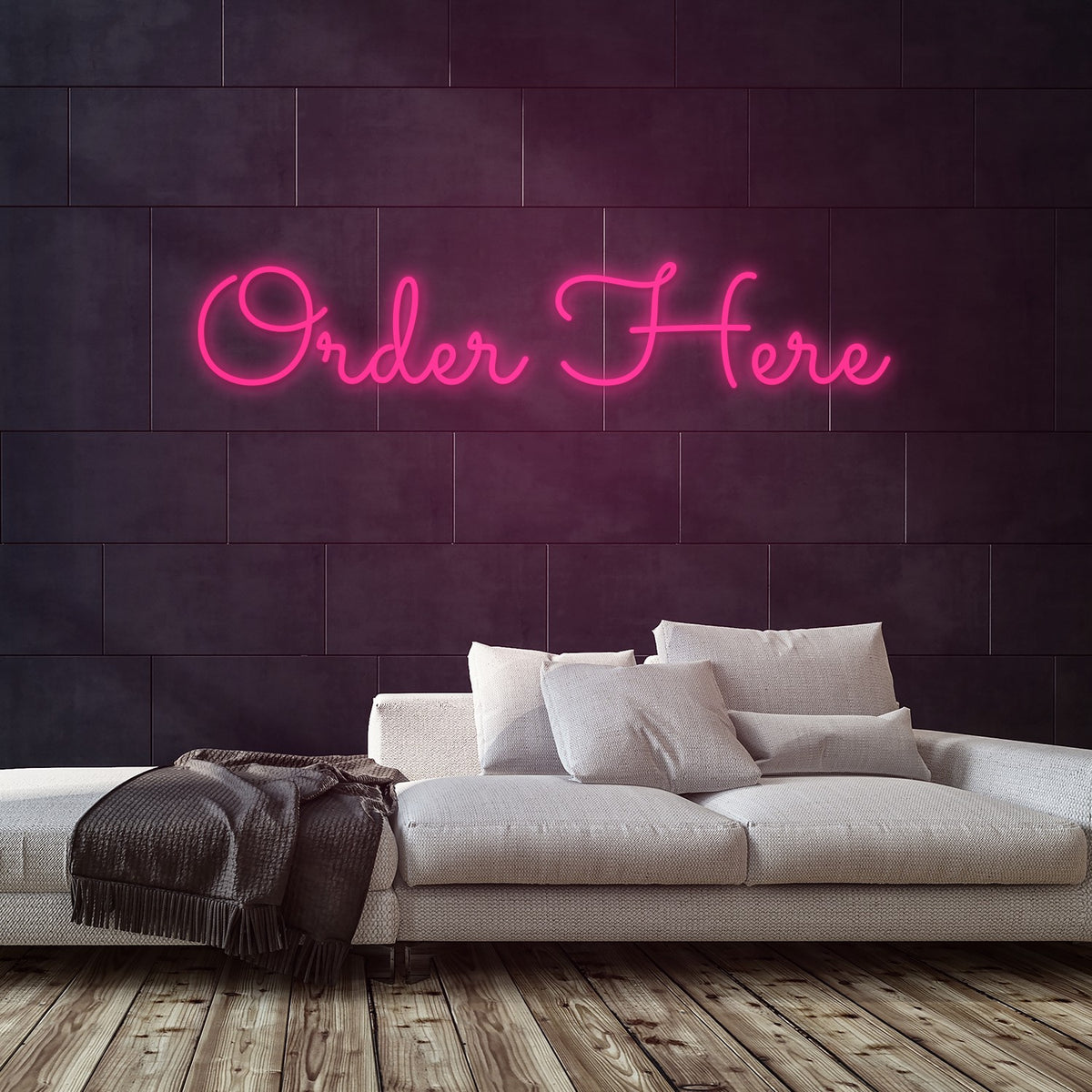 Order Here Neon Sign — Pink neon (room)