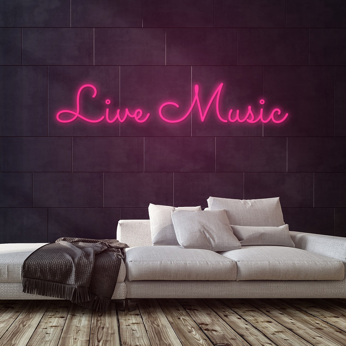 Live Music Neon Sign — Pink neon (room)