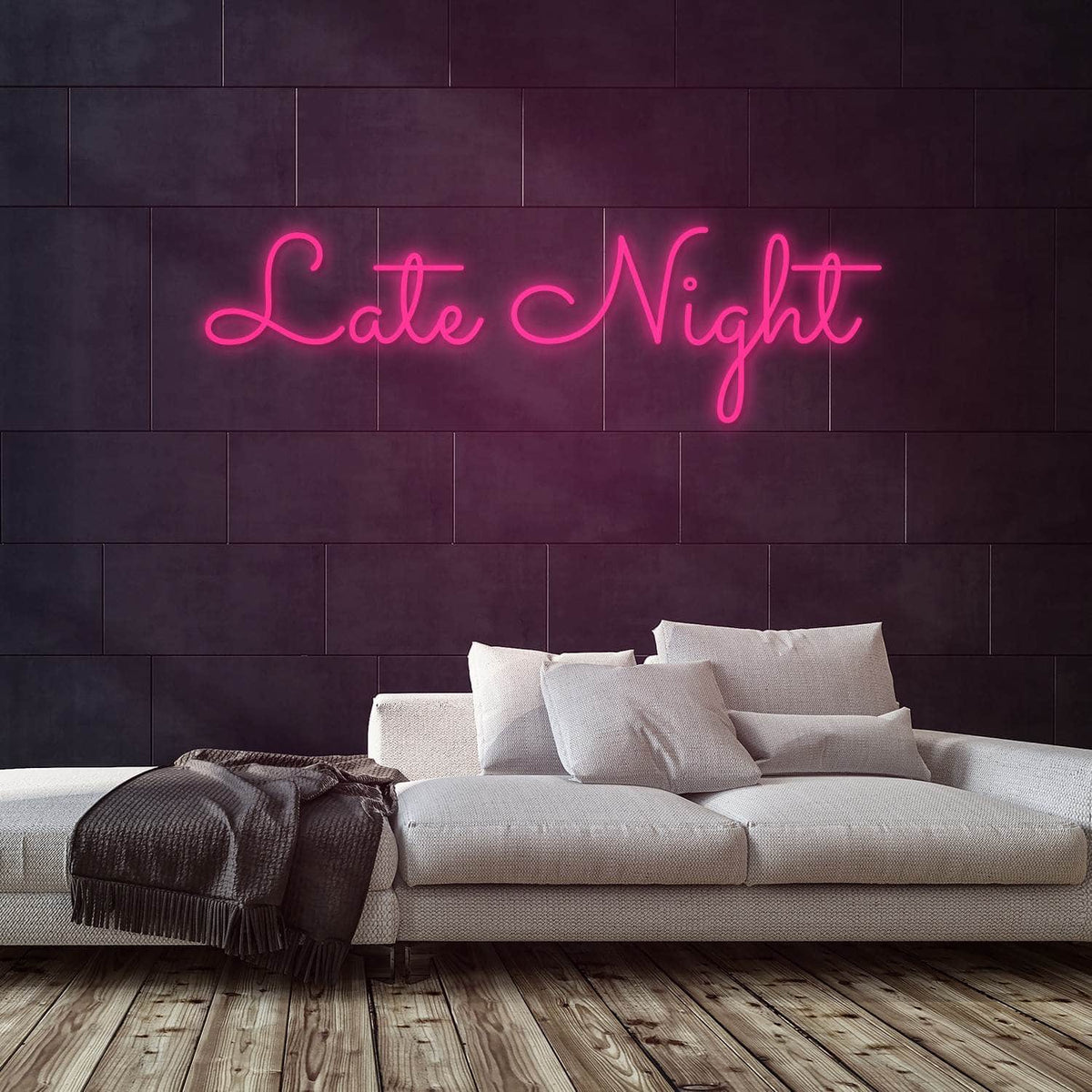 Late Night Neon Sign — Pink neon (room)