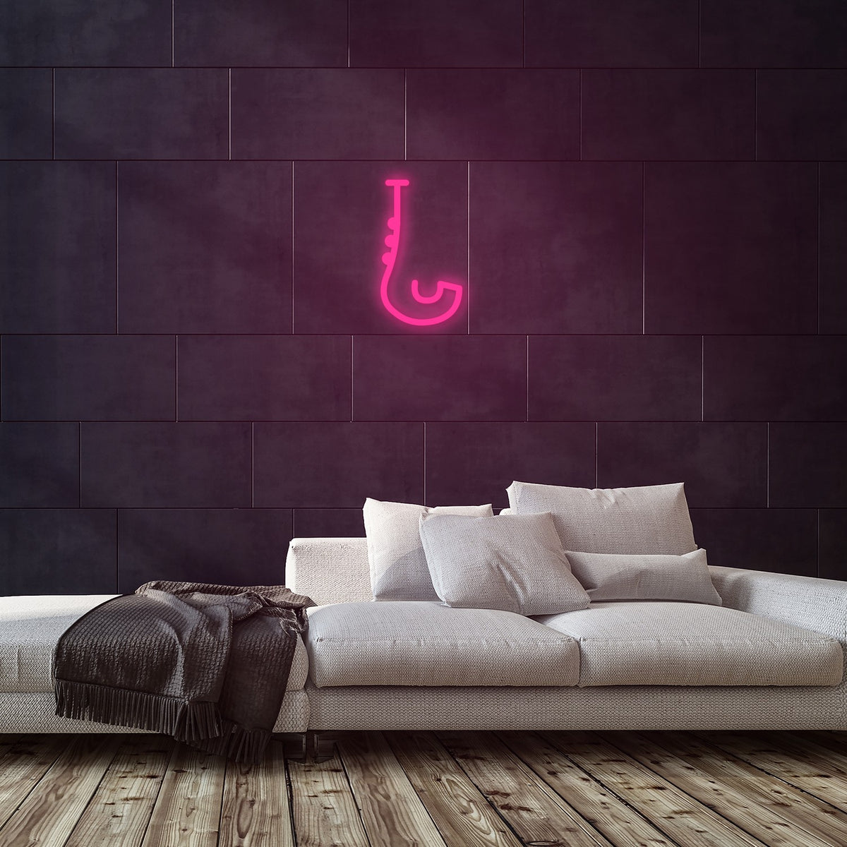 Saxophone Neon Sign — Pink neon (room)