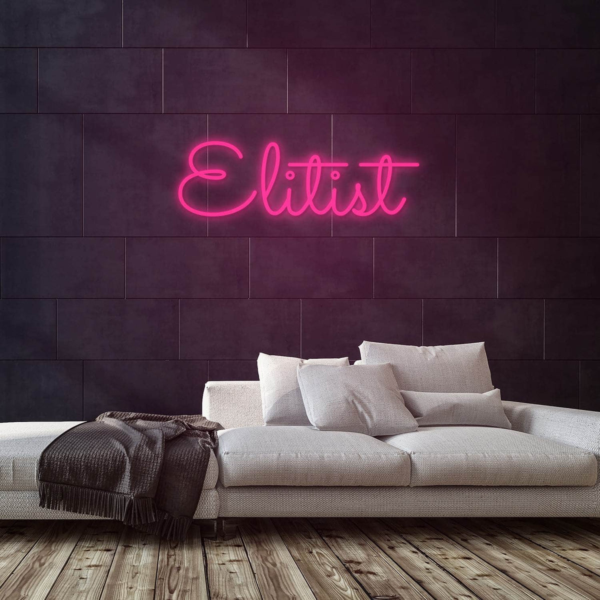 Elitist Neon Sign — Pink neon (room)