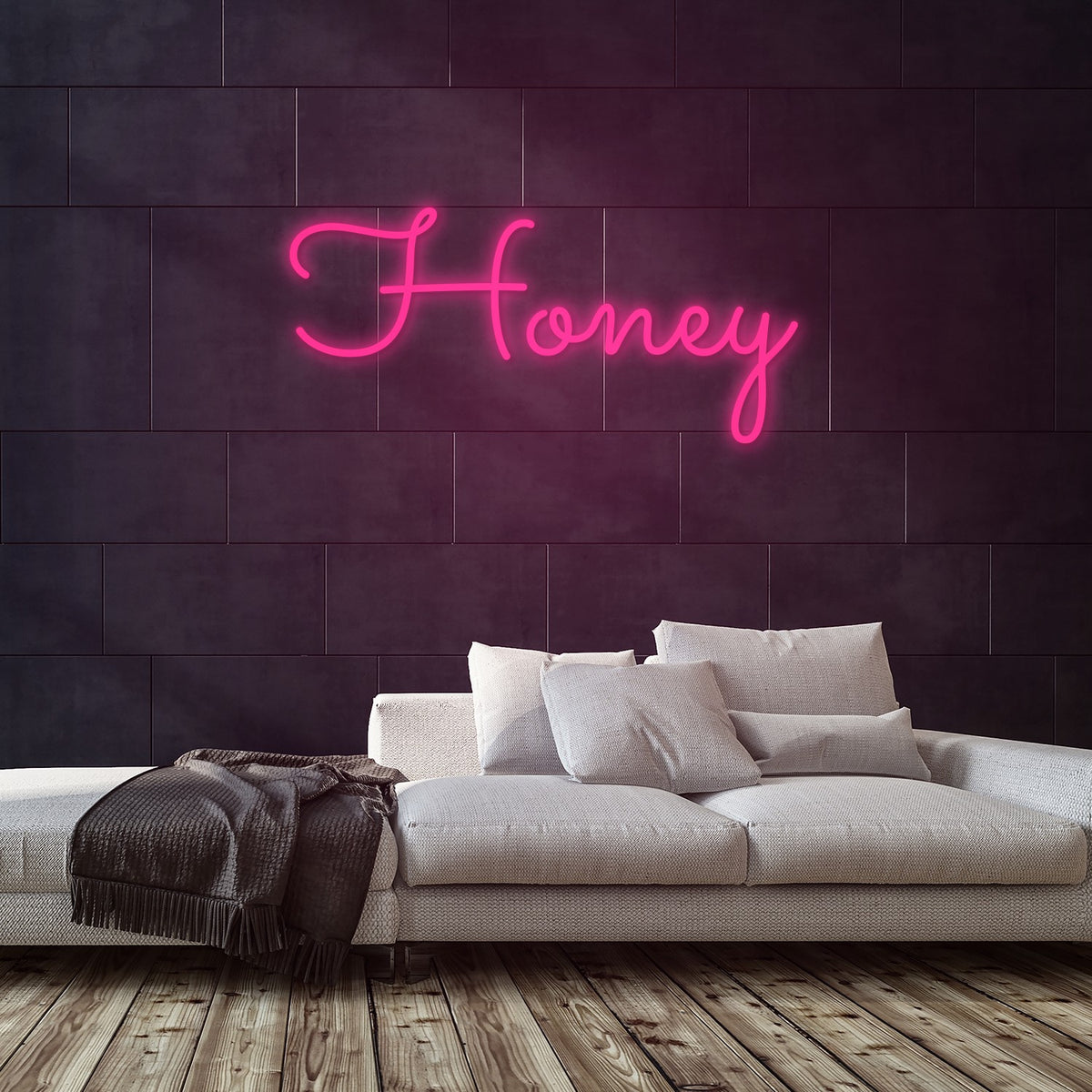 Honey Neon Sign — Pink neon (room)
