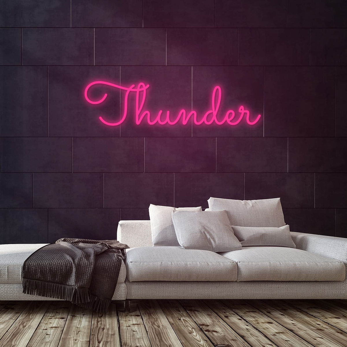 Thunder Neon Sign — Pink neon (room)