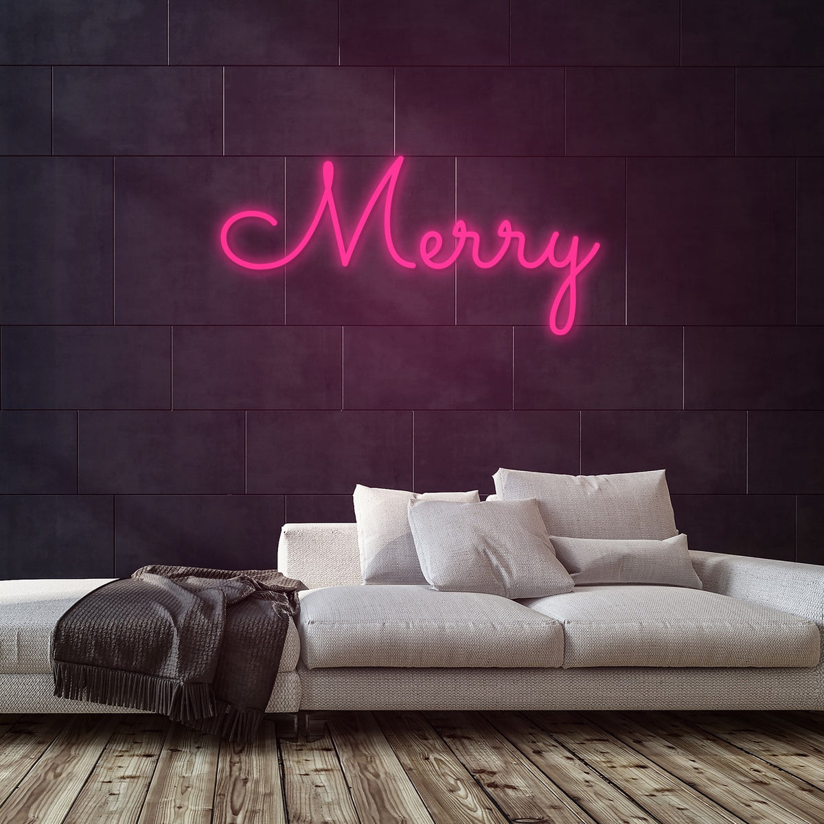 Merry Neon Sign — Pink neon (room)