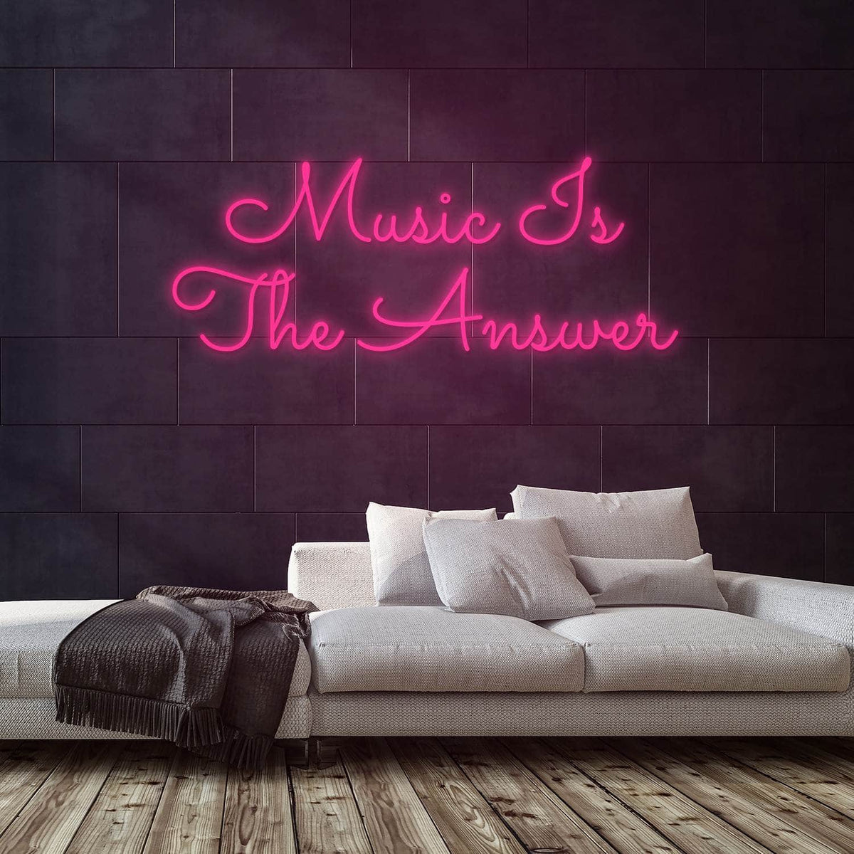 Music Is The Answer Neon Sign — Pink neon (room)