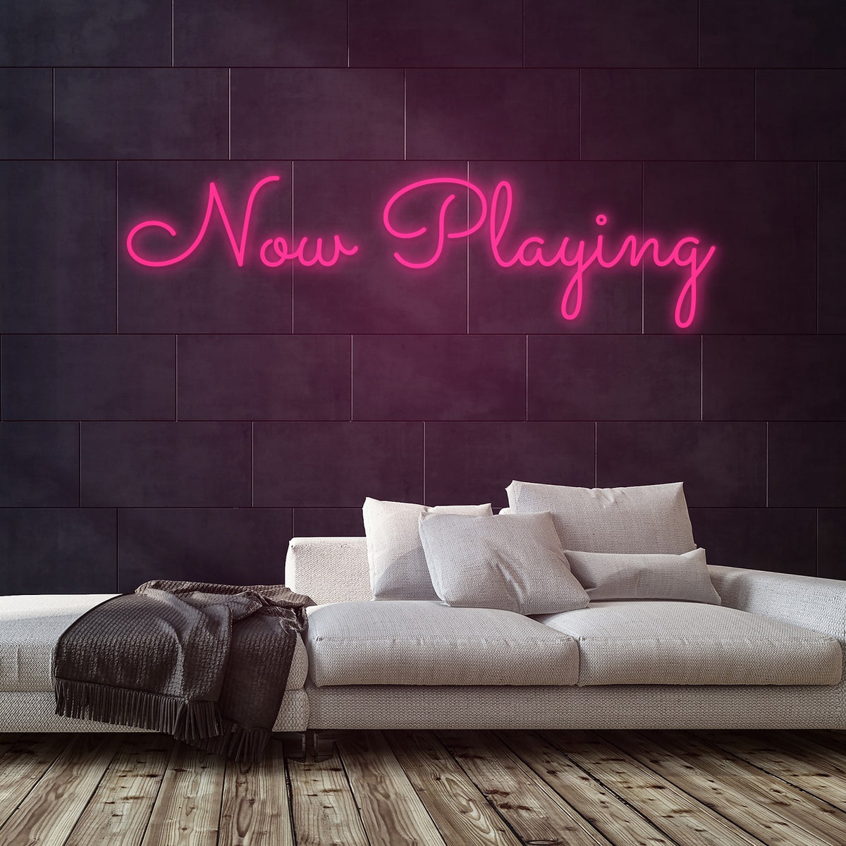 Now Playing Neon Sign — Pink neon (room)