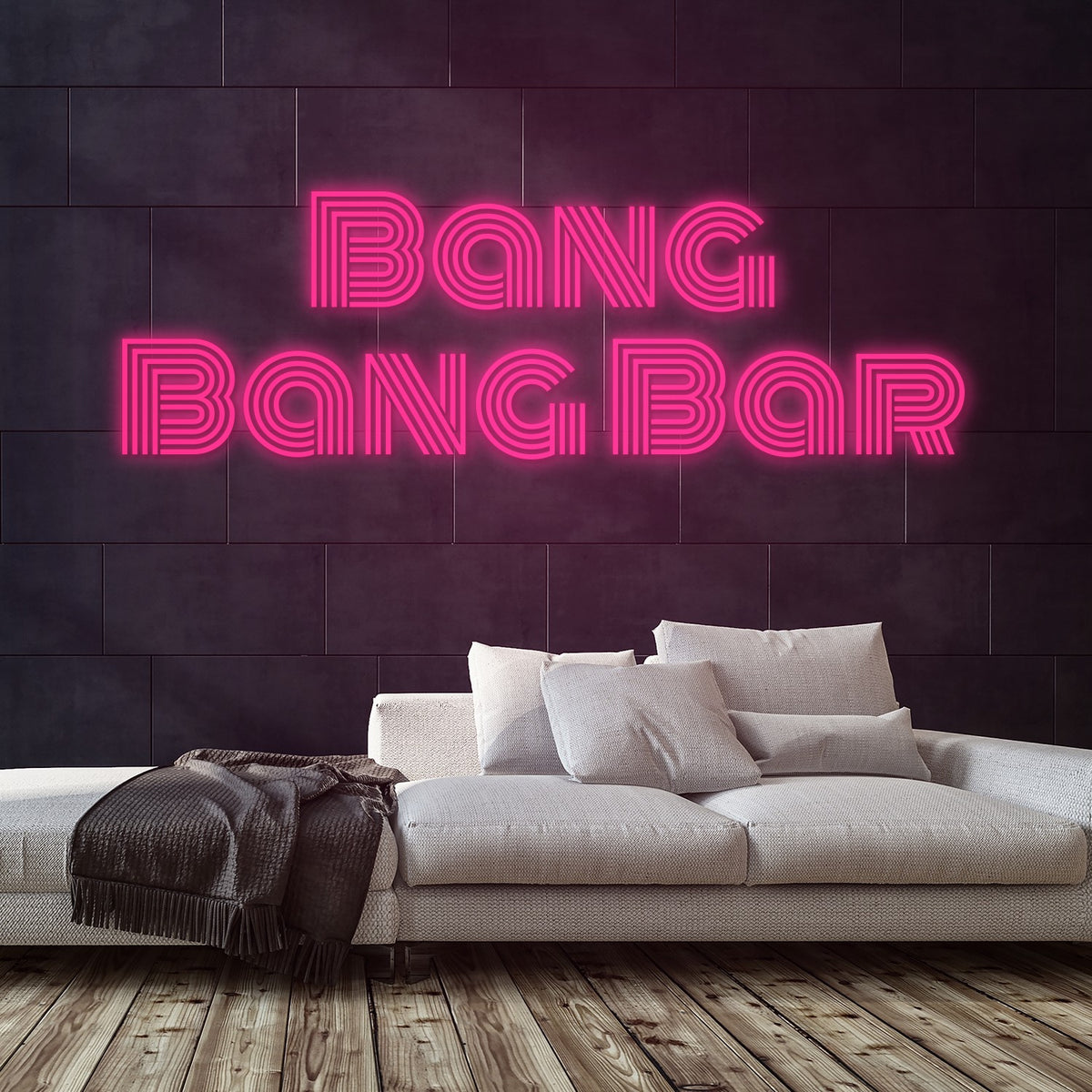 Bang Bang Bar Neon Sign — Pink neon (room)