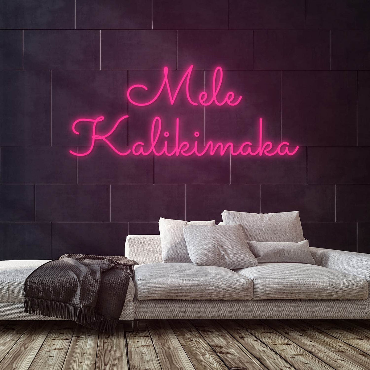 Mele Kalikimaka Neon Sign — Pink neon (room)