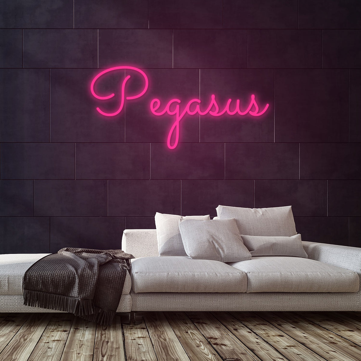 Pegasus Neon Sign — Pink neon (room)