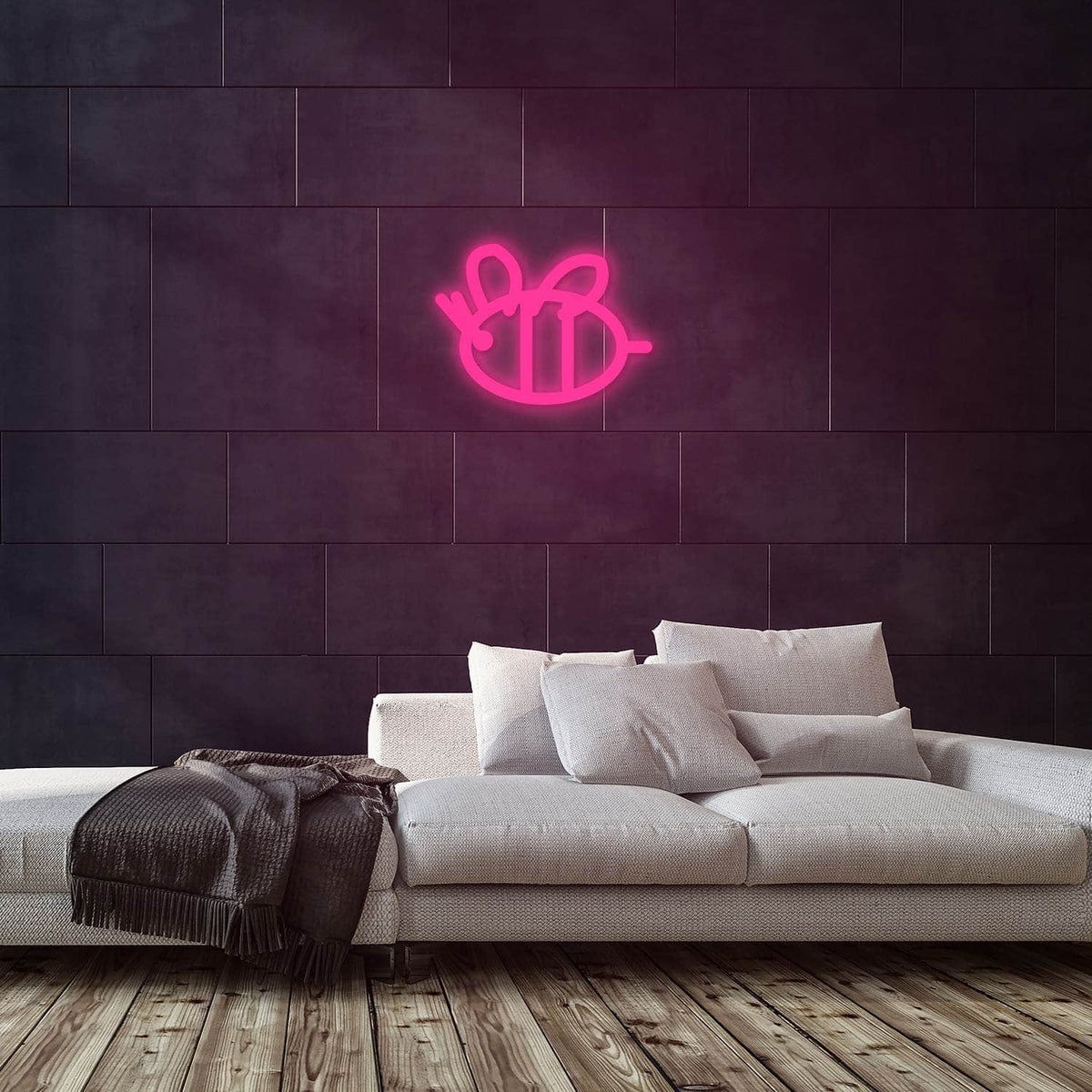 Bee Neon Sign — Pink neon (room)