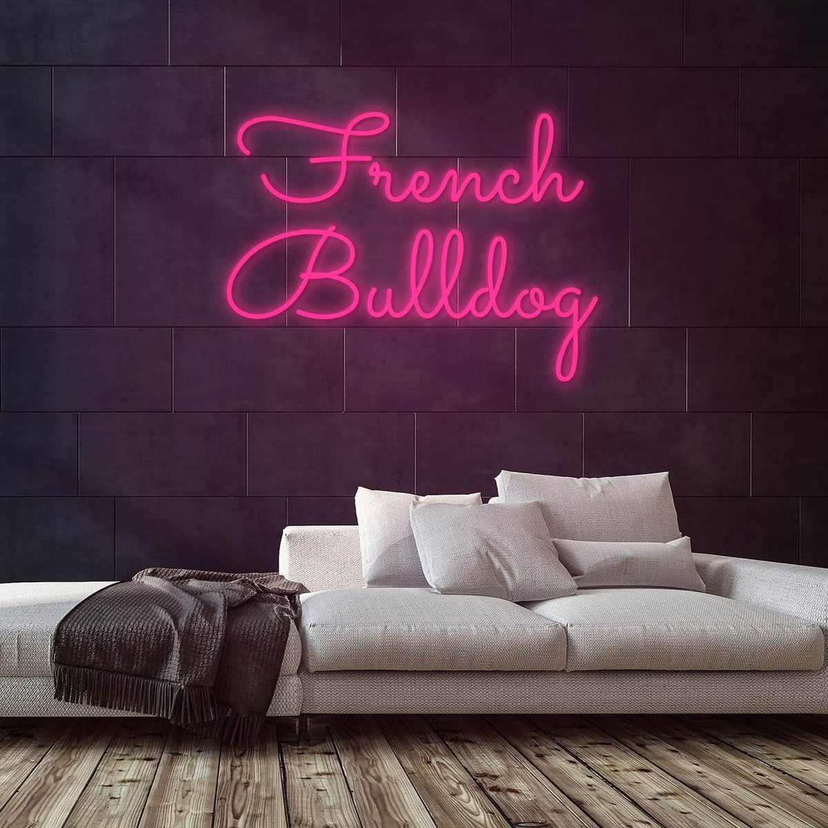 French Bulldog Neon Sign — Pink neon (room)