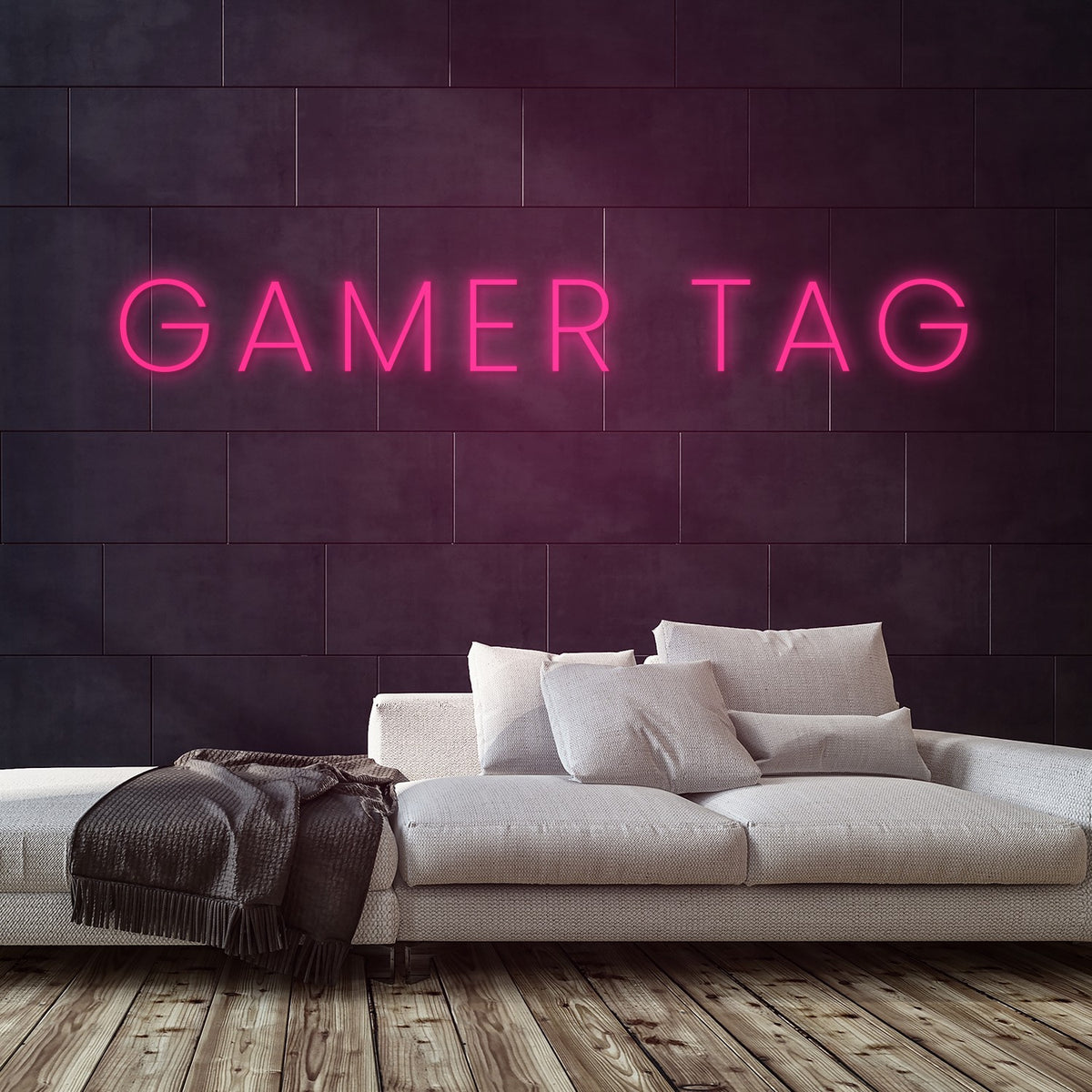 Gamer Tag Neon Sign — Pink neon (room)