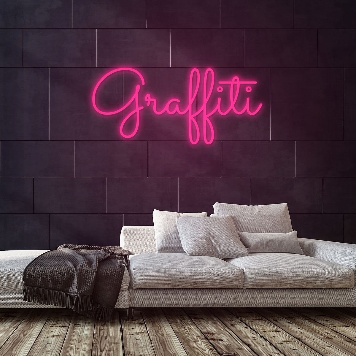 Graffiti Neon Sign — Pink neon (room)