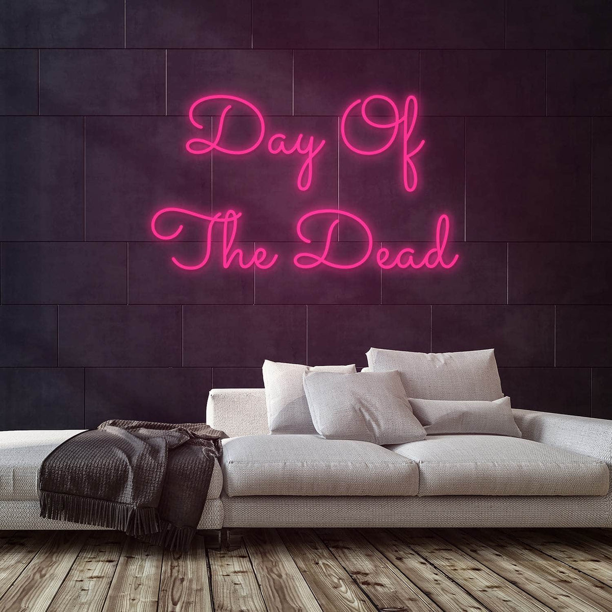Day Of The Dead Neon Sign — Pink neon (room)