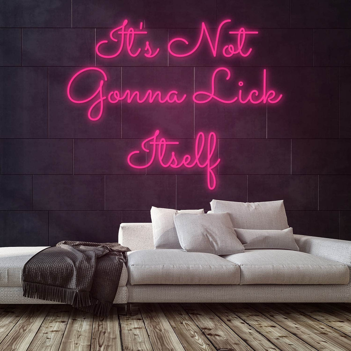 It's Not Gonna Lick Itself Neon Sign — Pink neon (room)